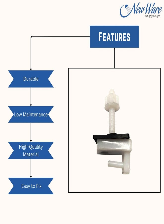 NEW WARE Plastic Toilet Seat Cover Hinges Pair Parry Type Clamp Box (Pastic; White) - Image 5